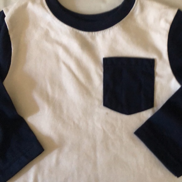 T-shirt toddler boys new size 2T cotton long sleeves Garanimals white & navy - Picture 2 of 2